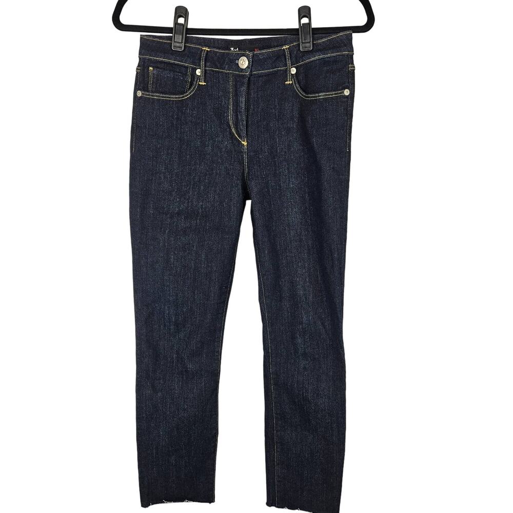 3x1 Skinny Dark Blue Mid Rise Stretch Frayed Ankle Denim Jeans Women's 27